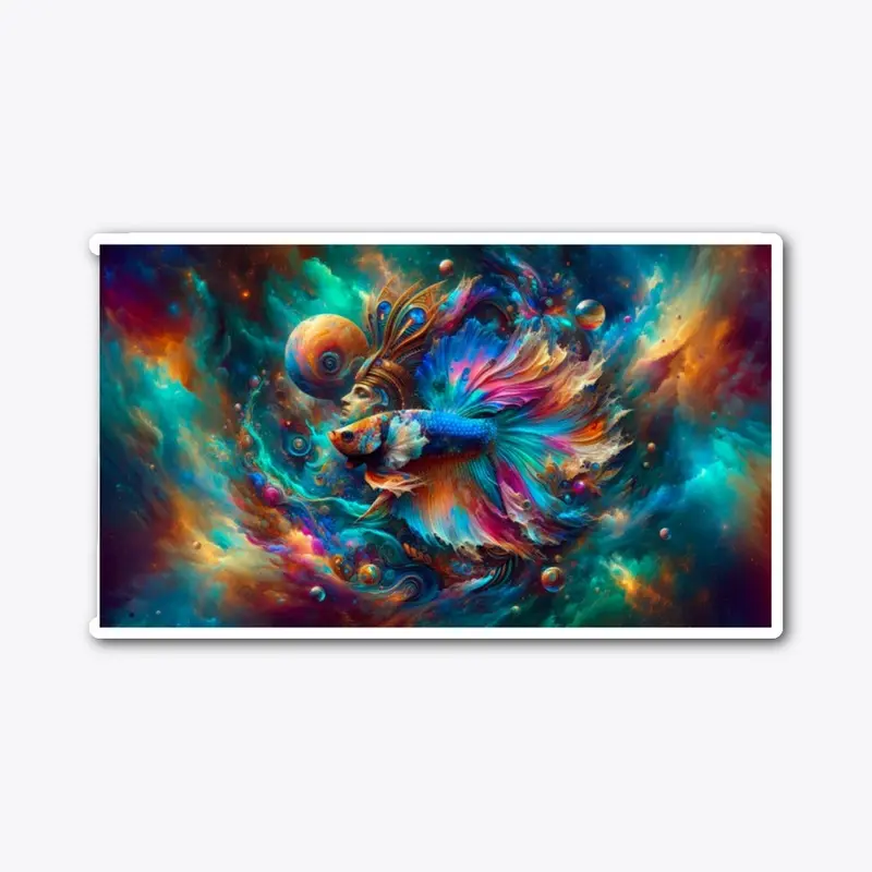 Surreal Betta Fish In Space